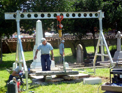 Conservation of memorials in the Wembdon Road Cemetery. 